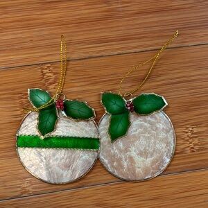 Two seashell ornaments purchased in Tahiti